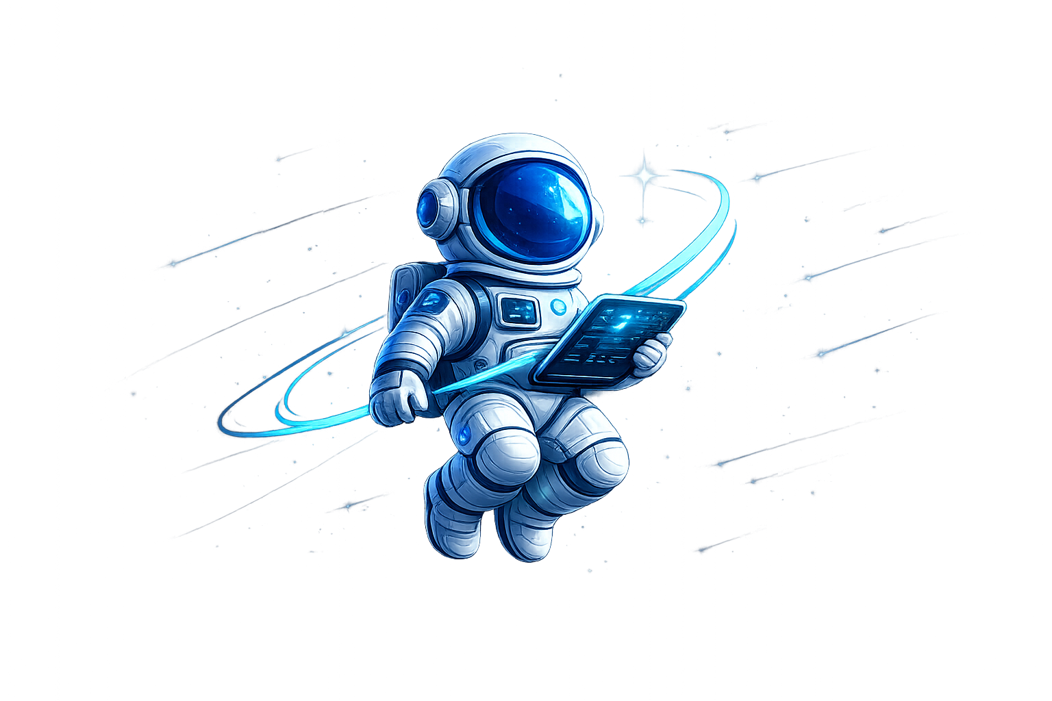 Nova astronaut holding a tablet